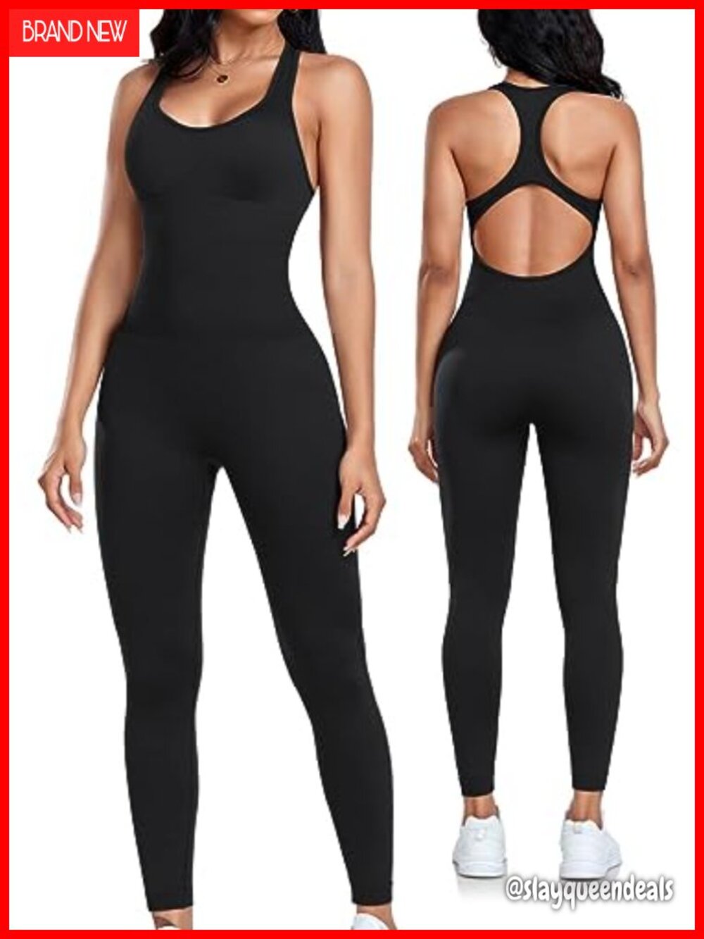 Seamless Racerback Jumpsuit Tummy Control Padded Workout Bodysuit